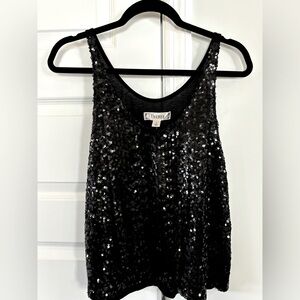 Decree Large dressy cotton black sequin front/cotton back tank
